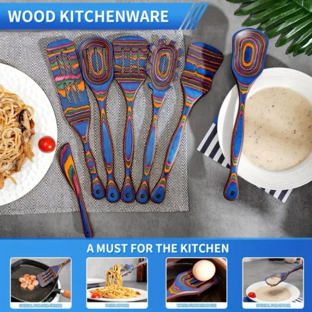 7-Piece Wooden Spoon Utensil Set - Picture 7 of 10